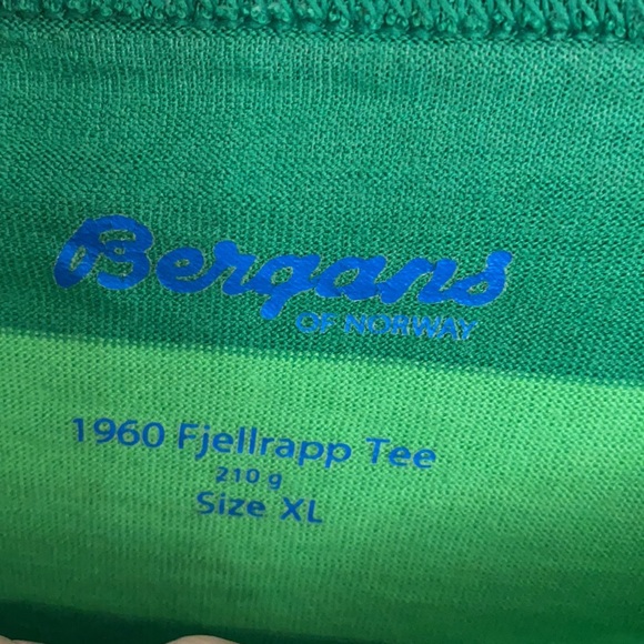 Bergans FJELLRAPP TEE STYLE Timothy Green Striped  warm Merino wool T-Shirt XL - Picture 4 of 5